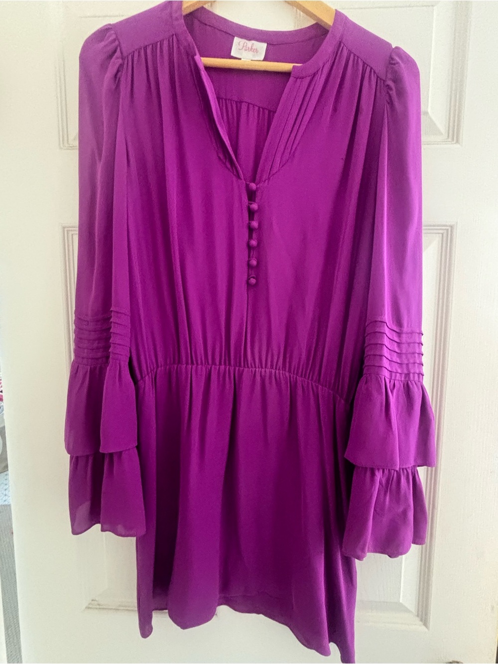 Parker Magenta Tiered-Sleeve Tunic